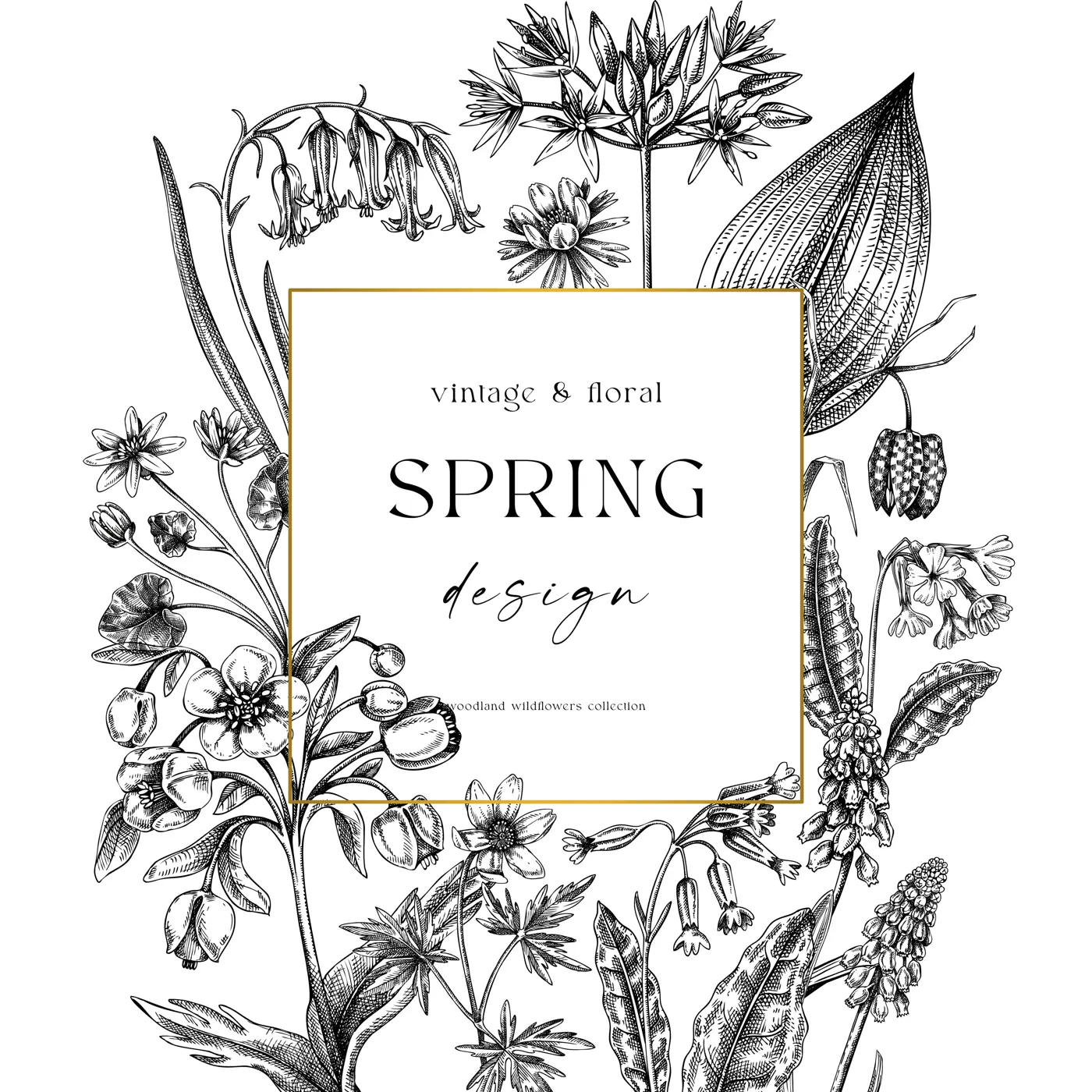 Spring wreath design. Wildflower sketches Floral cards, wedding invitations, wild flower background. Hand-drawn vector illustration, NOT AI-generated Illustration